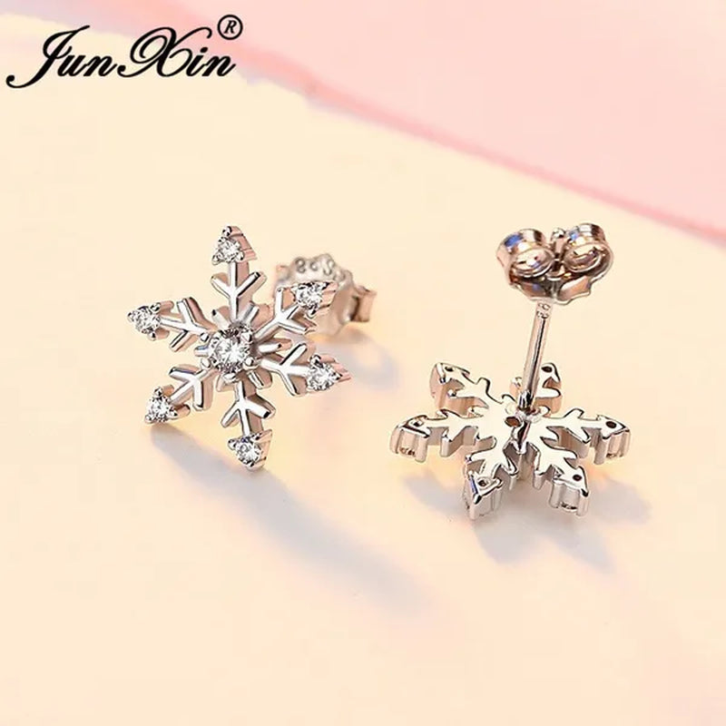 Junxin Fashion Earrings New Exquisite Girls Earing Full Diamond Snowflakes Stud Earrings for Women Engagement Band Wedding Jewelry Earrings - WORLD TIME VISITS