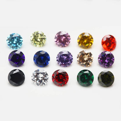 Size 1Mm-10Mm round Cut Cubic Zirconia Stone Loose CZ Stones Mixed 15 Colors Synthetic Gemstone