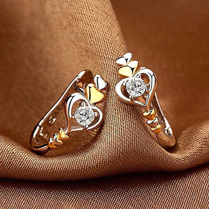 2021 New Arrival Creative Love Heart-Shaped Earrings, Beautiful Women'S Diamond Jewelry, Two-Tone 925 Silver and 18K Gold Huggie Earring, Christmas Gift for Wife Mother