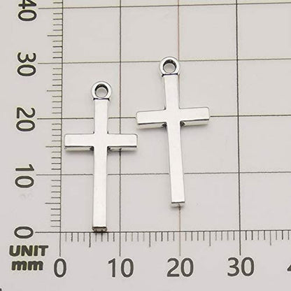 100Pcs 13X27Mm Silver Small Cross Charms Pendants Beads for Jewelry Making Crafting Findings Accessory for DIY Necklace Bracelet (7916)