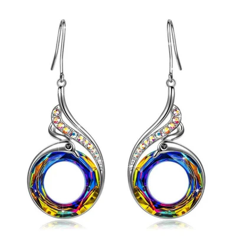 2 colors Woman's ❤️Nirvana of Phoenix❤️  Crystals Earrings ( Blue /  Multi )
