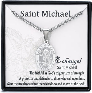 Saint Christopher/Joseph/Anthony/Jude/Michael Necklace Medal for Men Boys，St Christopher Pendant Medallion with Chain 24 Inches