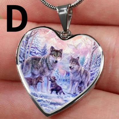 Exquisite Fashion Women'S Classic Heart-Shaped Animal Jewelry Indian Wolf Necklace Crystal Necklace Women'S Jewelry Accessories Birthday Holiday Anniversary Gift