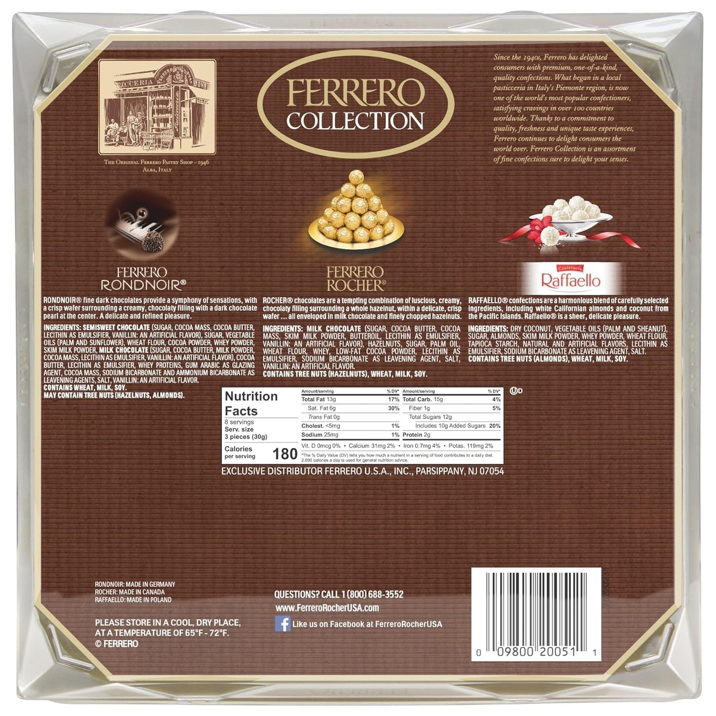 Collection, 24 Count, Premium Gourmet Assorted Hazelnut Milk Chocolate, Dark Chocolate and Coconut, 9.1 Oz