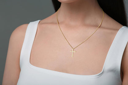 Dainty 925 Sterling Silver Cross Necklace for Women, Christian Confirmation Necklace