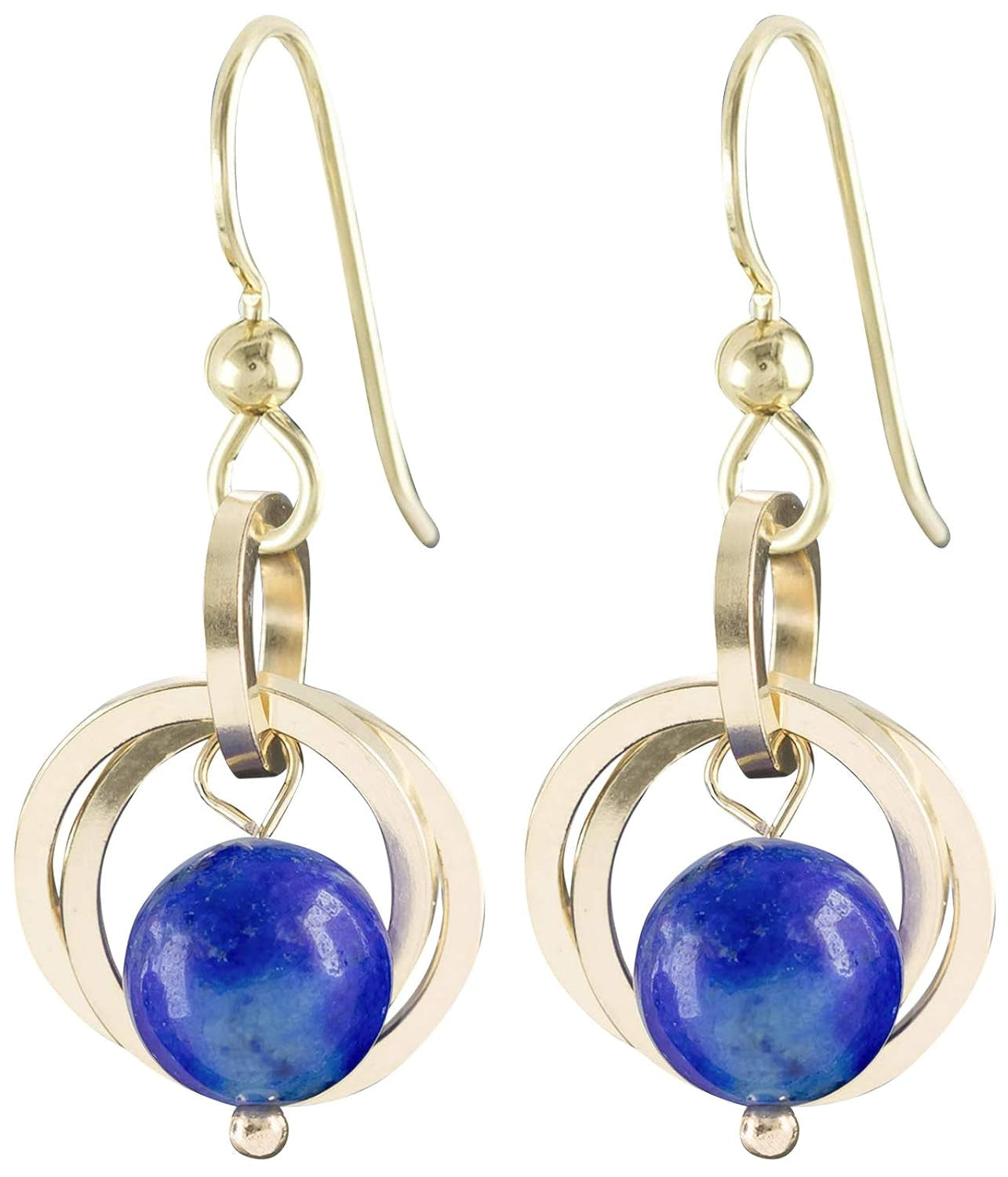 Classy Blue Lapis Earrings for Women – Real Gemstone Lapis Lazuli Earrings in 14K Gold Fill – Minimalist Gold Dangle Earrings for Women – Trendy Handcrafted Jewelry Gift Idea