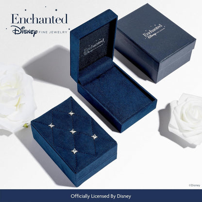 Enchanted Disney Fine Jewelry 14K Rose Gold over Sterling Silver 5.5 MM Square Created Pink Sapphire and 1/5 CTTW Natural White round Diamond Aurora Pendant Necklace