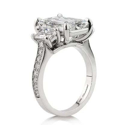 Gorgeous Square Cut White Sapphire Rings for Women Party 925 Sterling Silver 2 Stone Crystal Side Stone Rings Proposal Fine Jewelry