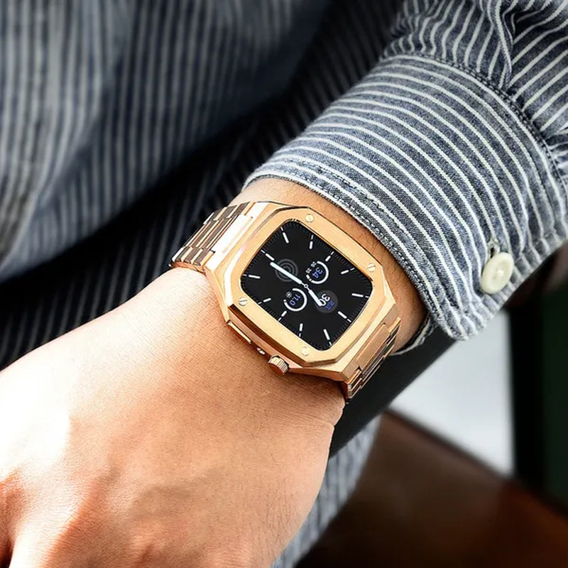 Metal Case for Apple Watch Steel Protective Case Shell Cover Strap with Band Bracelet For Apple Watch Series 9 8 7 6 SE 5 For Iwatch Series 9 8 7 6 44mm 45mm