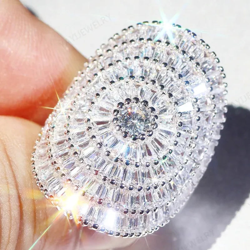Luxury Cubic zirconia Statement Huge Multilayer Ring Wedding Bride Engagement Band Charm Women Ring JewelryWedding Bride Engagement Band Charm Ring