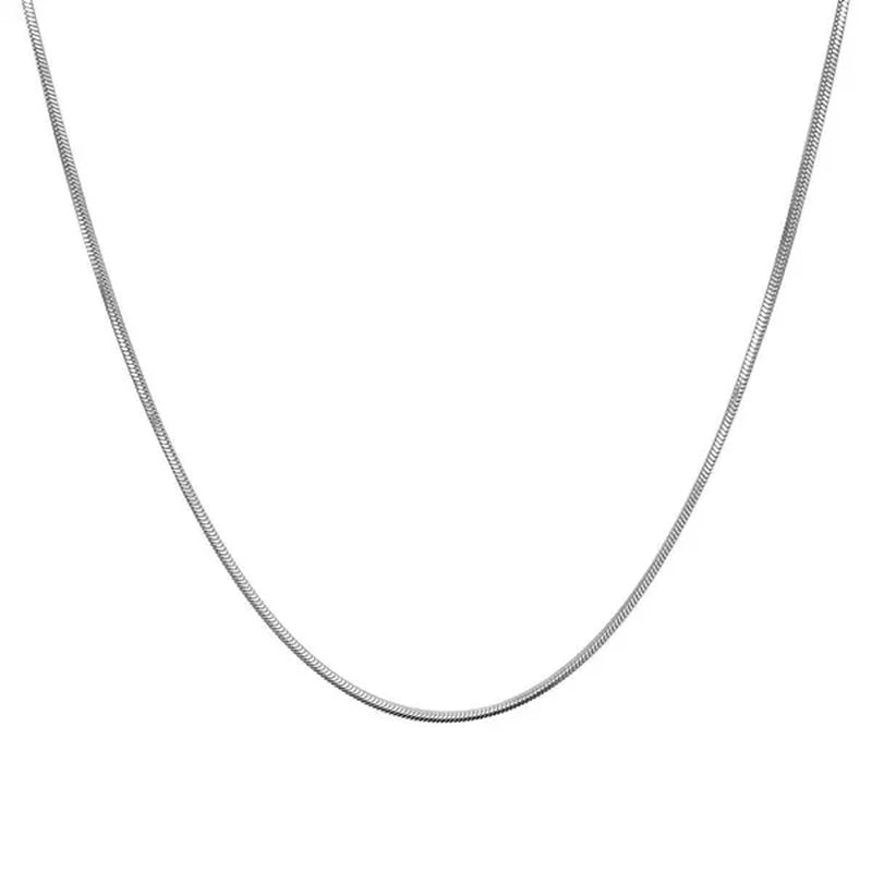 Fashion 925 Sterling Silver Italian Crafted 2MM Golden Snake Chain Necklace Minimalist DIY Chain Accessories