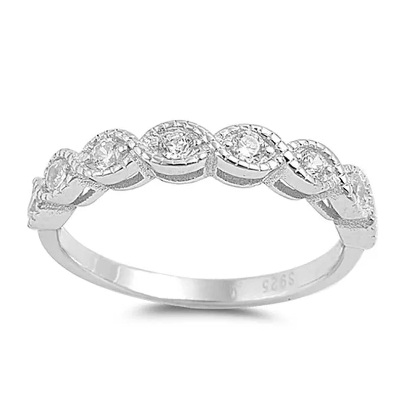 Sterling Silver .925 CZ Diamond Cubic Zirconia Promise Vintage Antique Anniversary Wedding Band Ring 4-10