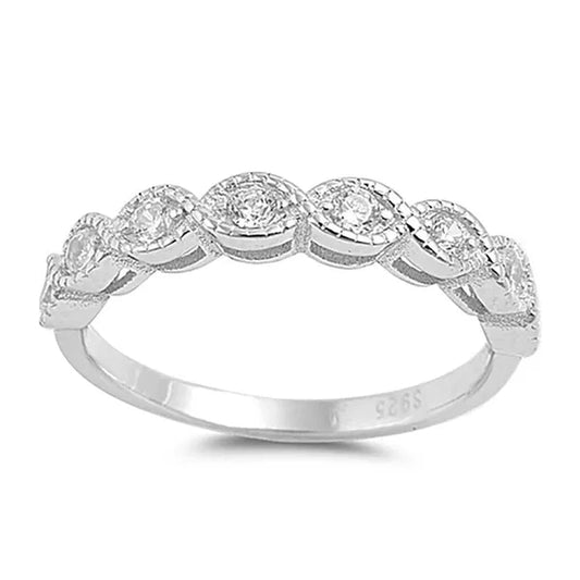 Sterling Silver .925 CZ Diamond Cubic Zirconia Promise Vintage Antique Anniversary Wedding Band Ring 4-10