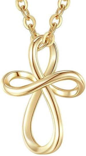Cross Necklace 14K Gold Cross Necklaces for Women Twisted Gold Chain Necklace for Womens Pendant Necklaces 24Mm (18 Inch)