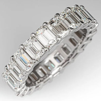 Luxury Jewelry Dainty 925 Sterling Silver White Sapphire Ring Full Eternity Diamond Wedding Band Elegant Female Bride Proposal Engagement Anniversary Party Gift Stackable Rings 4-12 Bague Femme