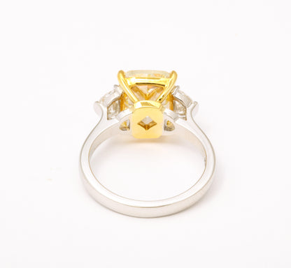 5 Carat Fancy Light Yellow Cushion Diamond Engagement Ring Platinum
