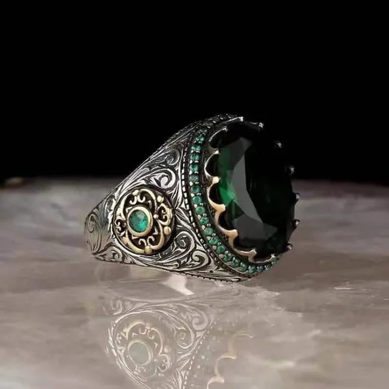 Men's Fashion Vintage  Ring Anniversary Gift Birthday Party Ring Groom Engagement Wedding High-end Jewelry Ring Size US5-14 Bague Homme