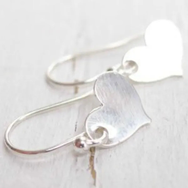 Classic Silver Color Delicate Heart Shape Stud Earrings for Women Bridal Anniversary Christmas Gifts Beach Party Jewelry
