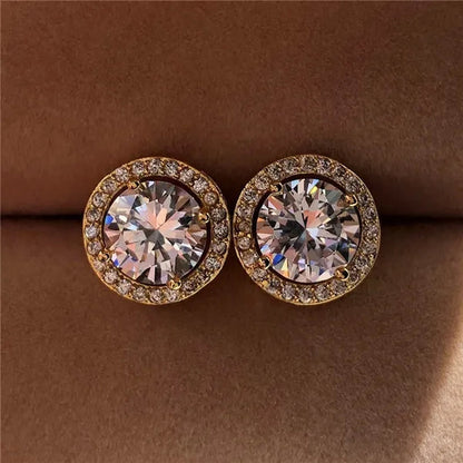 1.25ct Round Moissanite White Diamond Halo Brilliant Cut Stud Earrings   White   Bride Wedding Engagement Jewelry Gifts