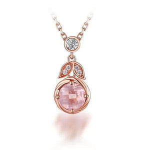 Majesty Diamonds MDS170330 2.75 CTW Round PinK Rose Quartz Fancy Pendant Necklace in .925 Sterling Silver with 18K