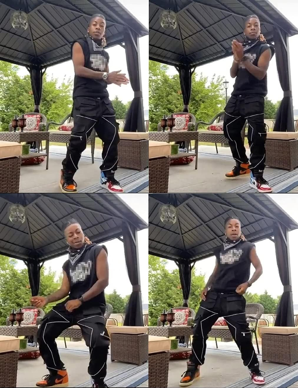 Mens Cargo Pants Hip Hop Techwear Harem Pant Jogger Sweatpants with Pockets Jogging Punk Black XL