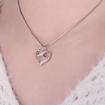 Charming Women Clavicle Necklace Silver Plated Inlay Diamond Heart Pendant Infinity Necklace Bridal Wedding Jewelry Gift - WORLD TIME VISITS