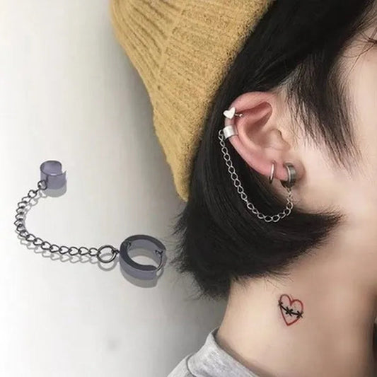 New Super Cool Dark Simple Chain One-Piece Ear Bone Clip Male and Female Jumper Earrings
