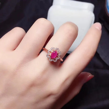 CoLife Jewelry 100% Natural Africa Ruby Ring for Woman 4*6mm Opaque Ruby Silver Ring 925 Silver Ruby Jewelry
