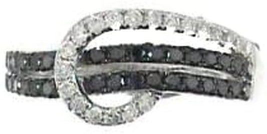 10K White Gold Natural Black & White Diamond Ring for Women | Ethically, Authentically & Organically Sourced Hand-Crafted Jewellry for Her | Diamond Ring for Women.