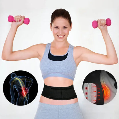 Tourmaline Self-heating Magnetic Therapy Waist Support Belt Lumbar Back Waist Support Brace Double Banded Adjustable Size