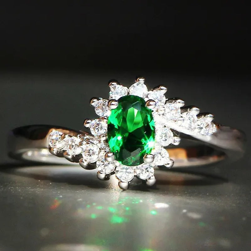 Exquisite  Silver Natural Sapphire Gemstones Opal Birthstone Bride Princess Wedding Engagement Strange Ring Size 6 7 8 9 10