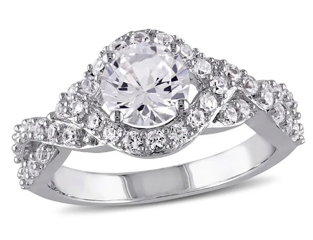 2.20 Carat (Ctw) Lab-Created White Sapphire Crossover Ring in Sterling Silver