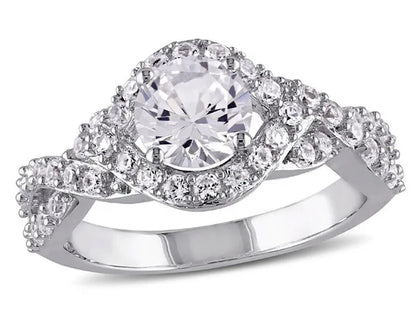 2.20 Carat (Ctw) Lab-Created White Sapphire Crossover Ring in Sterling Silver