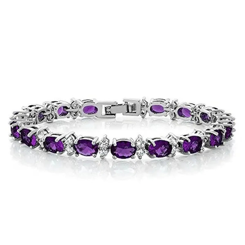 Gem Stone King 925 Sterling Silver Gorgeous Oval and Round Sparkling Cubic Zirconia CZ Tennis Bracelet Jewelry Gift