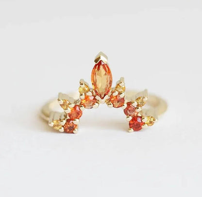 Bohemia Creative Rose Gold Stack with Diamond Gem Three-piece Ring for Women Ruby Crystal Ring Set Jewelry Gifts