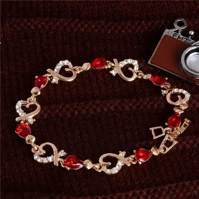 Trendy Women/Lady'S Fashion Crystal Diamond 18K Gold Plated Heart 5 Colors CZ Stones Bracelets & Bangles Jewelry Gifts