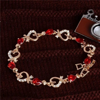 Trendy Women/Lady'S Fashion Crystal Diamond 18K Gold Plated Heart 5 Colors CZ Stones Bracelets & Bangles Jewelry Gifts