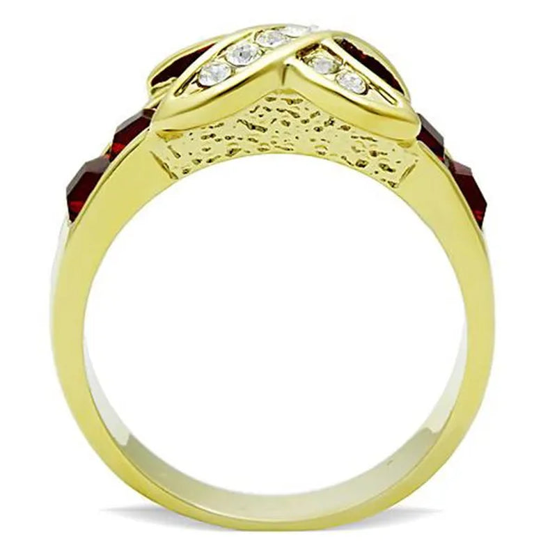 1.50 Ct Ruby Red CZ 14K Gold Plated Stainless Steel Fashion Ring Women's Size 5-10