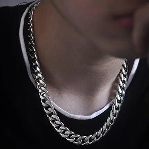Personality 925 Sterling Silver 10Mm Cuban Chain Necklace for Boy Women Fashion Jewelry Punk Link Necklace Christmas Gifts