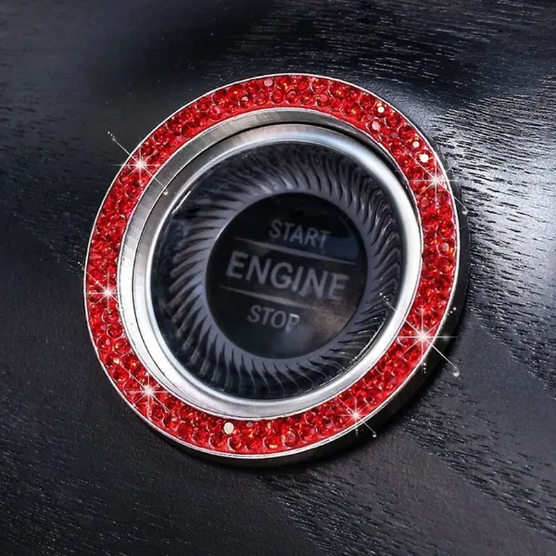 New Car One-Key Engine Start Stop Ignition Push Button Decorative Circle Ring Keyless Cover Trim Crystal Diamond Parts Decorate - WORLD TIME VISITS