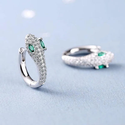 Creative Design Snake Earrings Plated Cubic Zirconia Hoop Earrings for Women Daily Causal Fashion Earrings Jewelry Gift