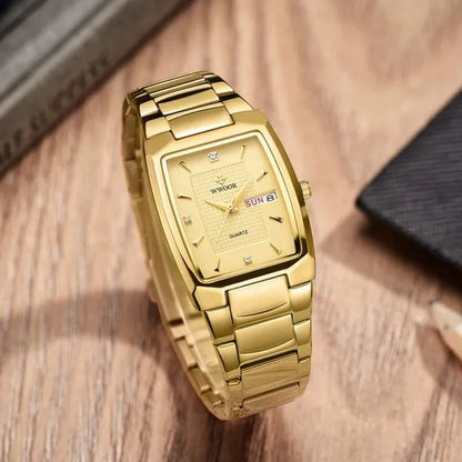 2021 Men's Watch WWOOR Top Brand Luxury Gold Blue Black Watch Men's Square Business Sports Quartz Waterproof Stainless Steel Watch Relogio Masculino