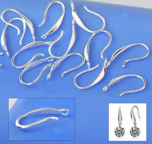 50PCS Wholesale Genuine Solid 925 Sterling Silver Earring Smooth Hook Ear Wires DIY Earring Accessories Jewelry Findings
