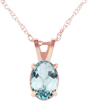 14K Yellow, White, Rose Gold Necklace with Oval-Shaped Aquamarine