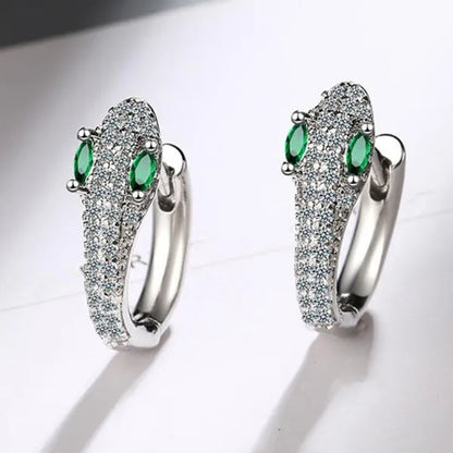 Creative Design Snake Earrings Plated Cubic Zirconia Hoop Earrings for Women Daily Causal Fashion Earrings Jewelry Gift
