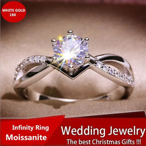 Six-Pronged Colorless Moissanite Infinity Engagement Ring In Infinity Ring Diamond Infinity Wedding Band  Micro Pave Infinity Ring Diamond Twist Ring Half-Way Infinity Ring Engagement Ring  Anniversary Ring Rings for Women Fashion Jewelry