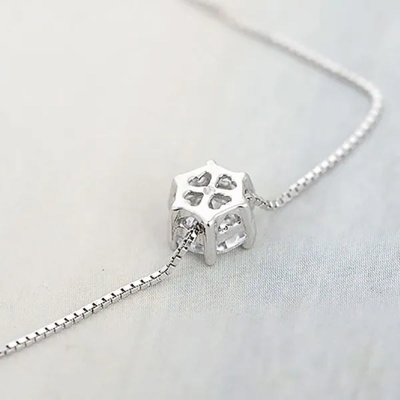 Women Simple Trendy Zircon Rhinestone Choker Necklace Shine Diamond Silver Chain Jewelry