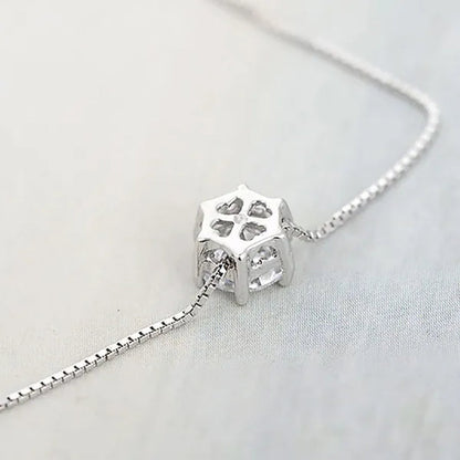 Women Simple Trendy Zircon Rhinestone Choker Necklace Shine Diamond Silver Chain Jewelry