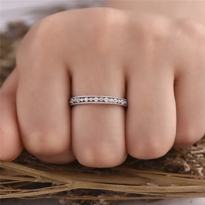 Exquisite 925 Sterling Silver/Black Gold/Gold/Rose Gold Single Ring White Full Diamond Ring Wedding Jewelry Gift