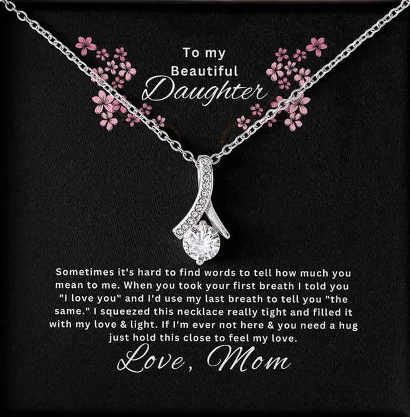 Beautiful Necklace to My Daughter Daughter Jewelry From Mom,S925 Sterling Silver Cubic Zirconia Alluring Necklace